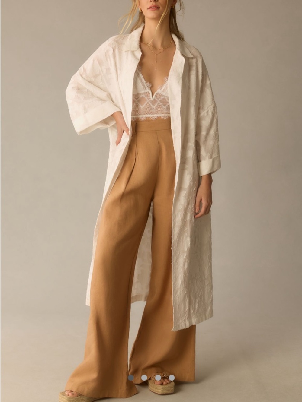 Anthropologie Collard Long Kimono Cotton embroidered Cardigan